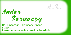 andor kormoczy business card
